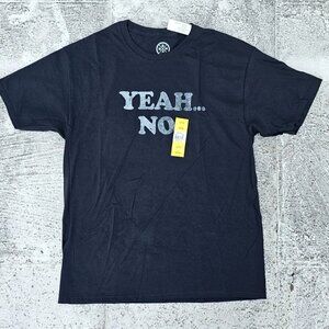 DOM Men Tee Black Cotton Crew Neck Tshirt YEAH NO T Shirt Size L 42-44